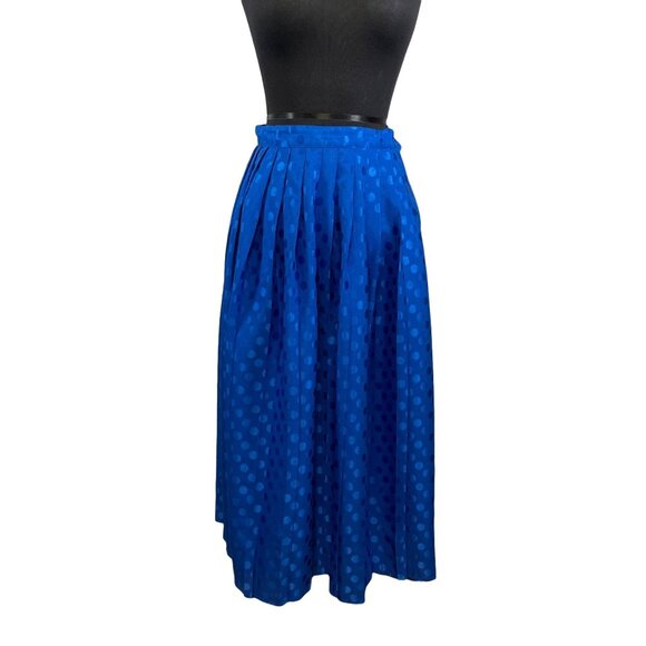 Vintage 80's Peters & Ashley Womens Size 8 Royal Blue Polyester Dot Print Skirt - Picture 2 of 6